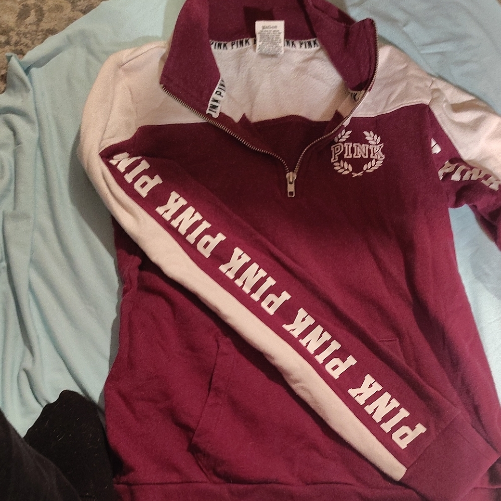 PINK Victoria's Secret Burgundy and White Jacket